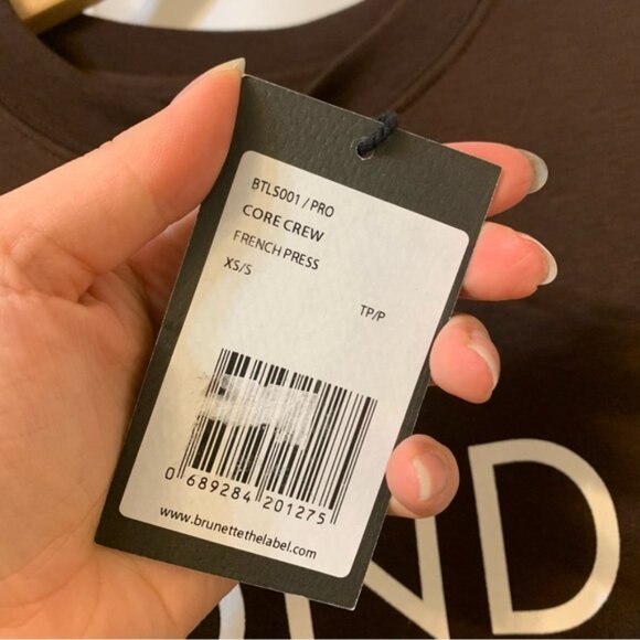 Brunette The Label Core Crew BLONDE French Press Brown XS/S NWT - Picture 4 of 11